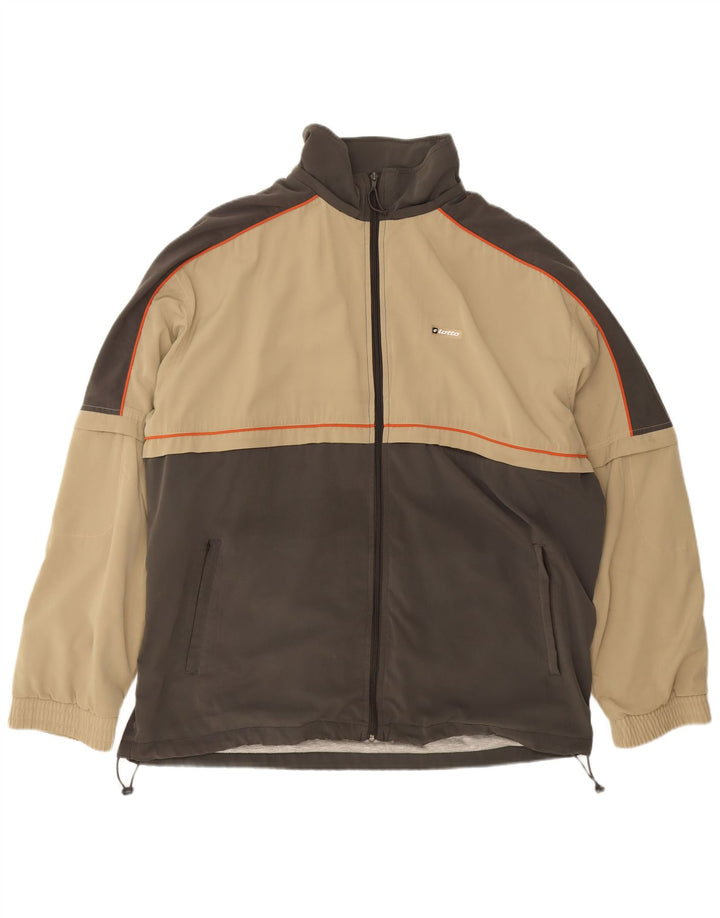 Lotto Herren-Trainingsanzug-Oberteil, Jacke, 2XL, Beige, Farbblock-Polyester