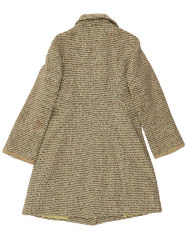 NOA NOA Zweireihiger Damenmantel UK 14 Mittelgrün gestreifte Wolle