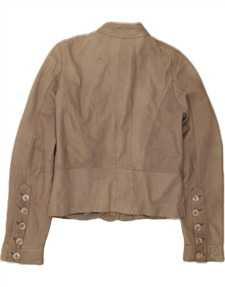 VINTAGE Womens Leather Jacket EU 38 Medium Grey Vintage Vintage and Second-Hand Vintage from Messina Hembry 