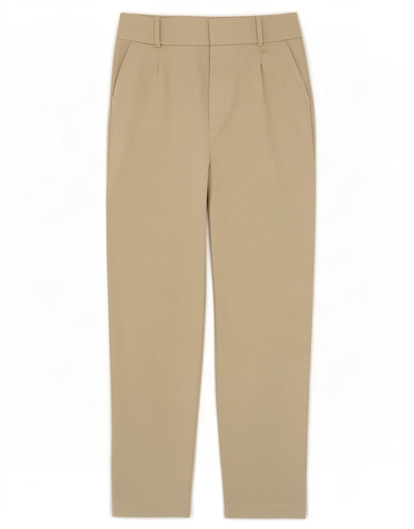 Zara Damen-Chinohose mit hoher Taille, konisch zulaufend, Größe S, W26, L26, Beige, Polyester