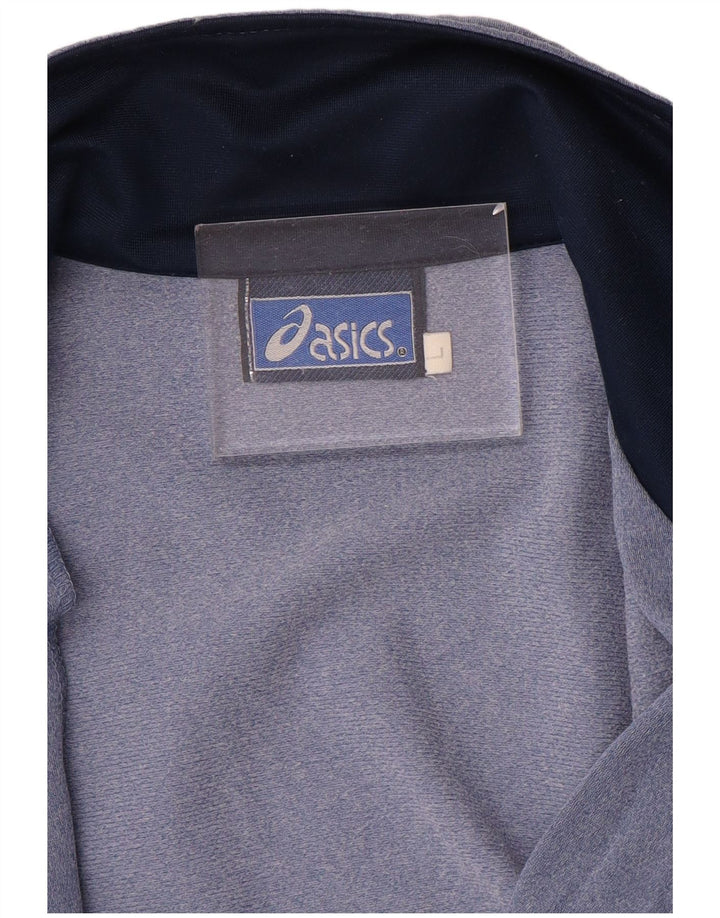 Asics Herren-Trainingsanzugoberteil mit Grafik, Größe L, Blau, Farbblock