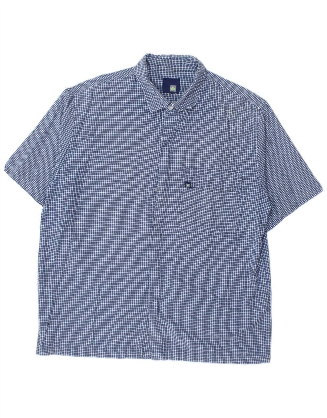 Quiksilver Herren-Kurzarmhemd, groß, blau kariert, Baumwolle