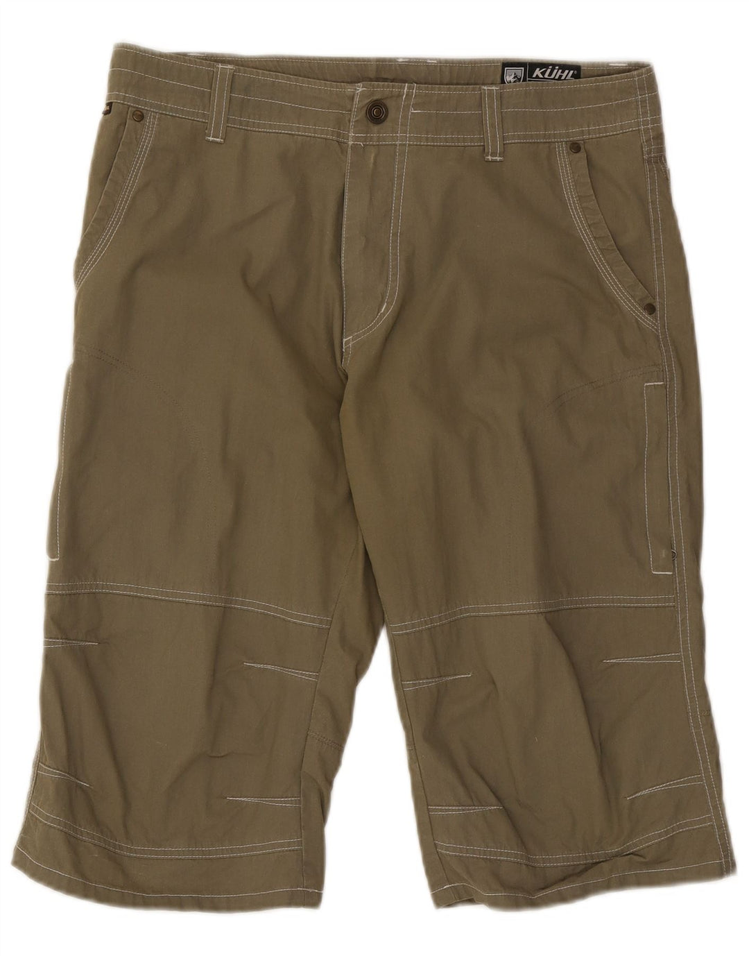 Vintage Herren Cargo Bermuda Shorts W34 Große Khaki gestreift Baumwolle