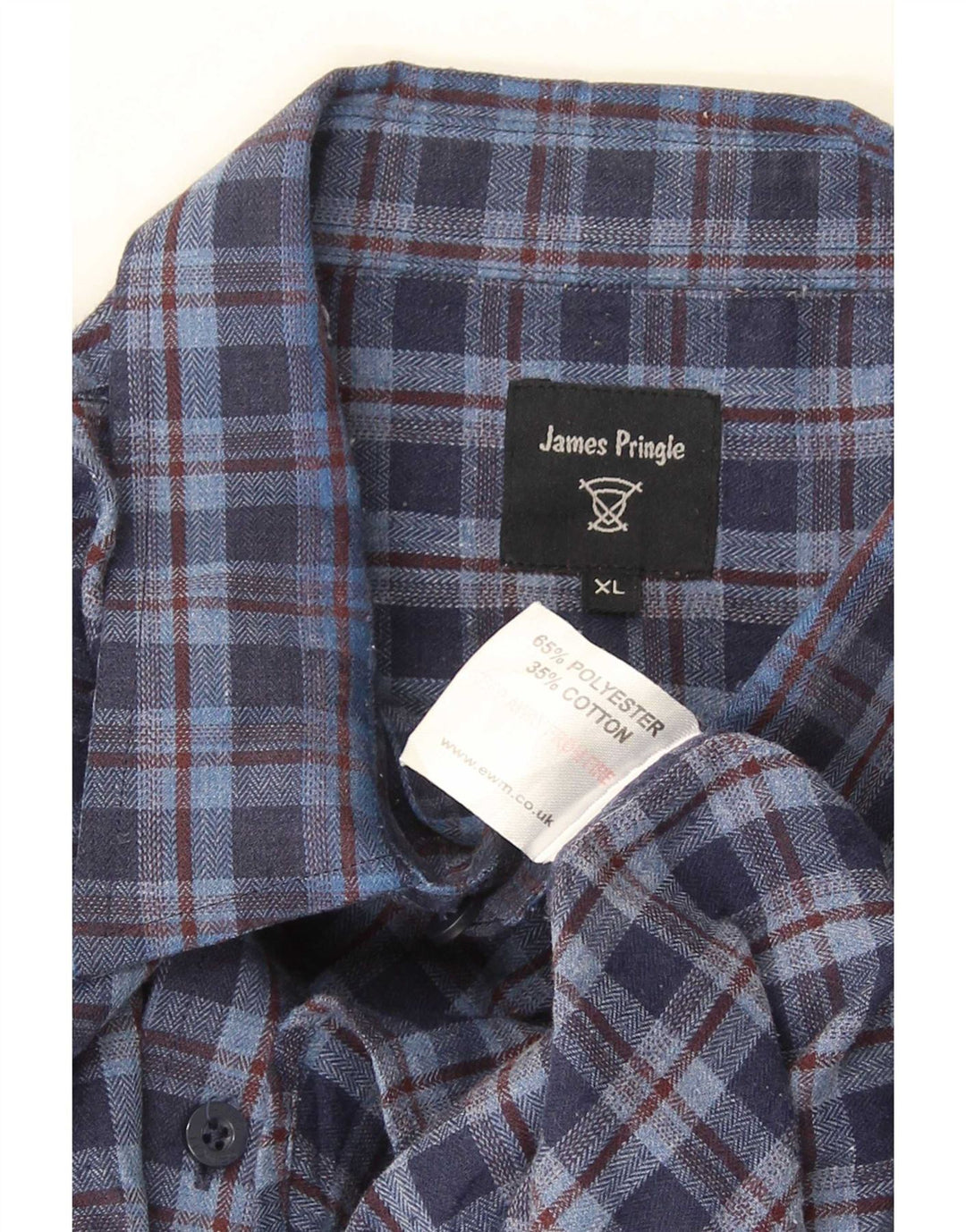 James Pringle Herren Flanellhemd XL Marineblau kariert Polyester