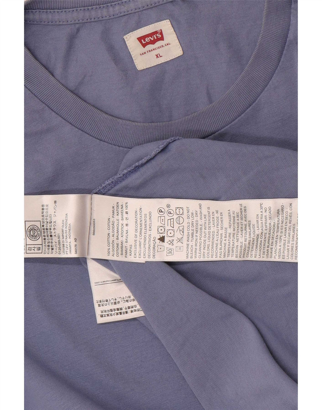 Levi's Herren T-Shirt Top XL Blau Baumwolle
