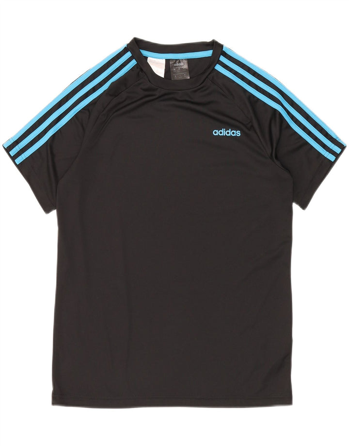 ADIDAS Boys Climalite T-Shirt Top 13-14 Years Black Polyester