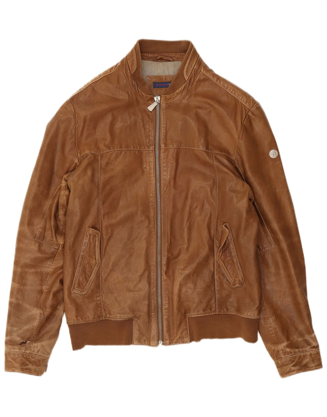 Trussardi Jeans Herren Lederjacke UK 38 Mittelbraunes Leder