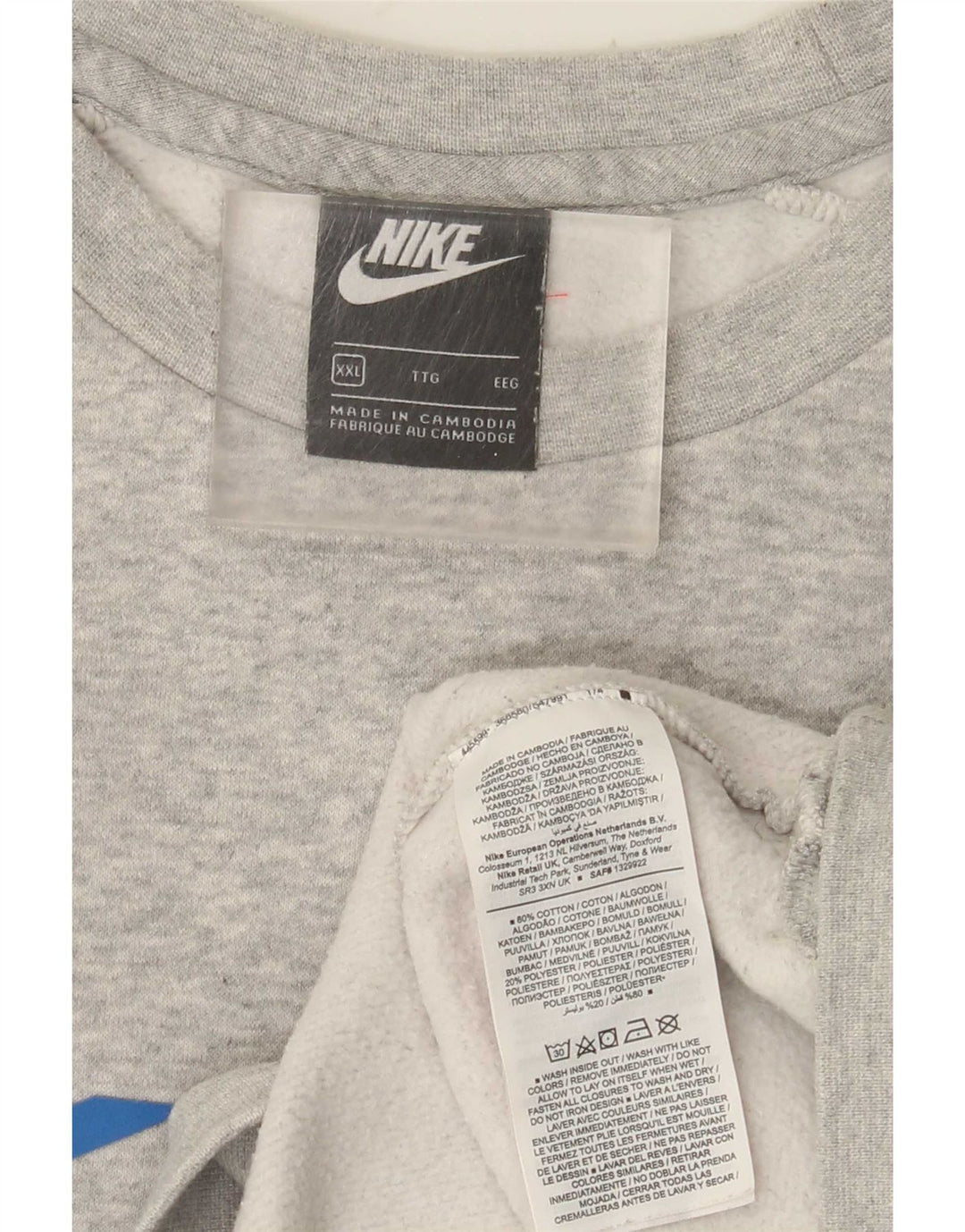 NIKE Herren Sweatshirt Pullover 2XL Grau Colourblock Baumwolle