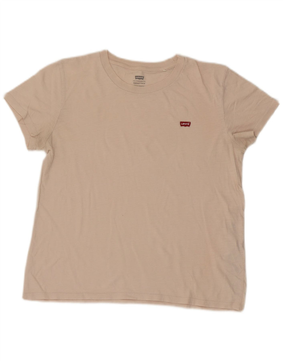 Levi's Damen Perfect Crew T-Shirt Top UK 14 Medium Beige Baumwolle