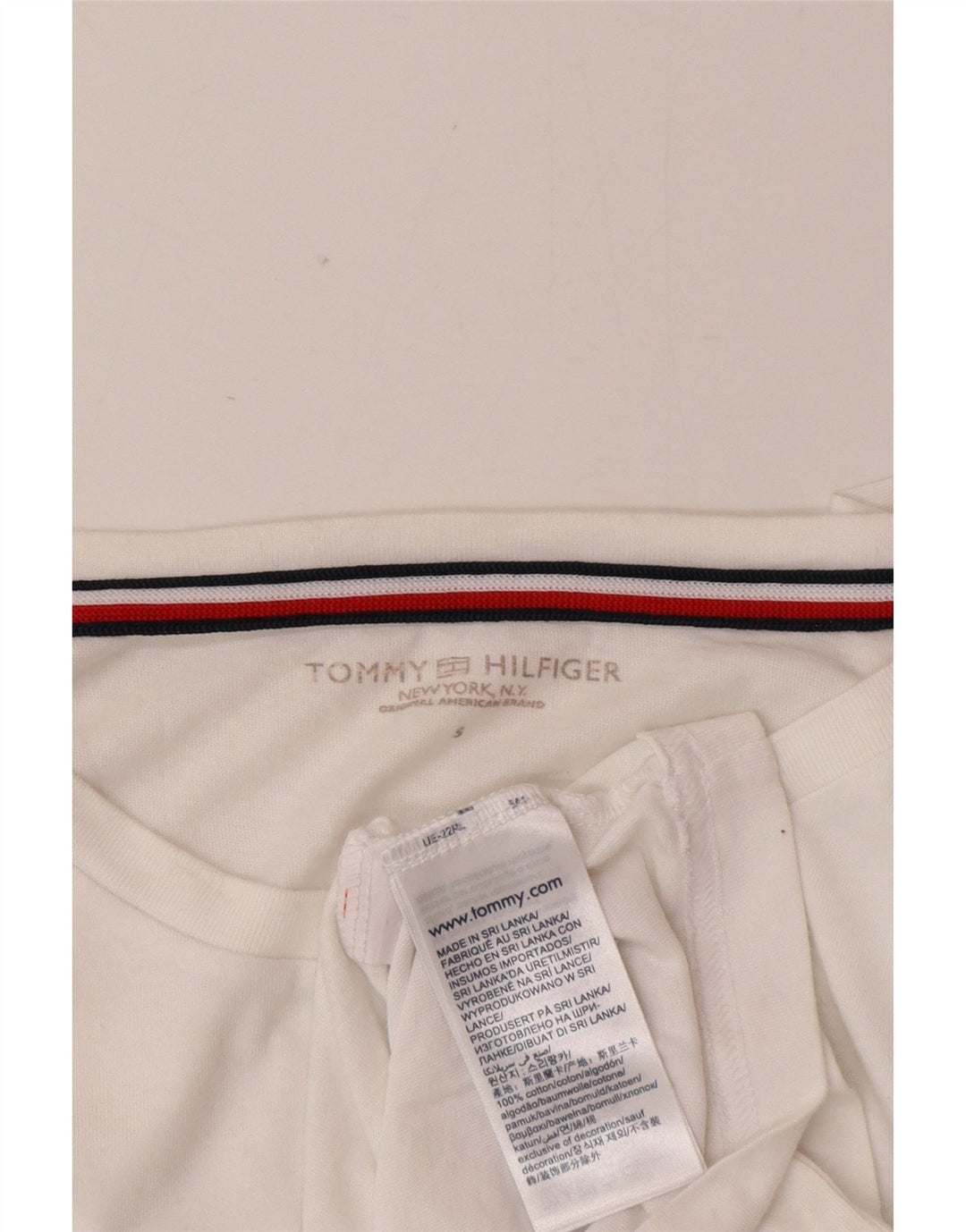 Tommy Hilfiger Herren-T-Shirt mit Grafik, Größe S, weiße Farbblock-Baumwolle