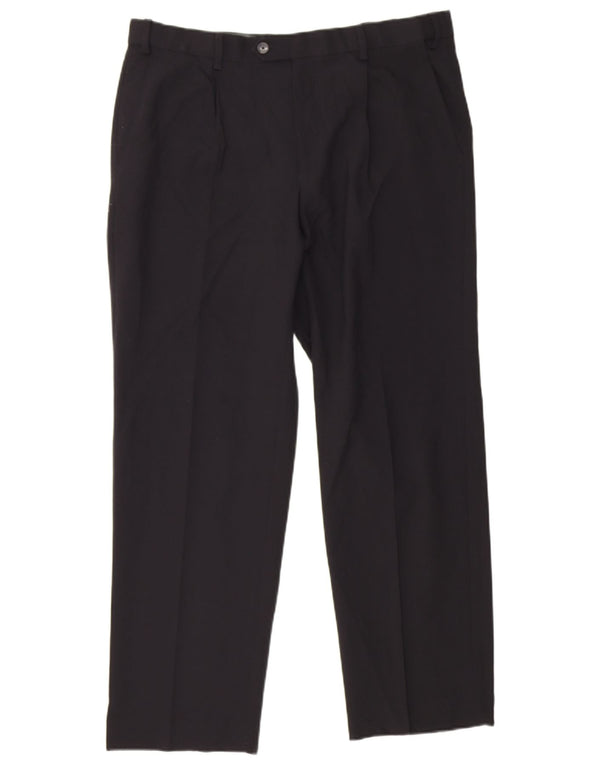 Marks & Spencer Mens Pegged Regular Suit Trousers W36 L29 Black Polyester
