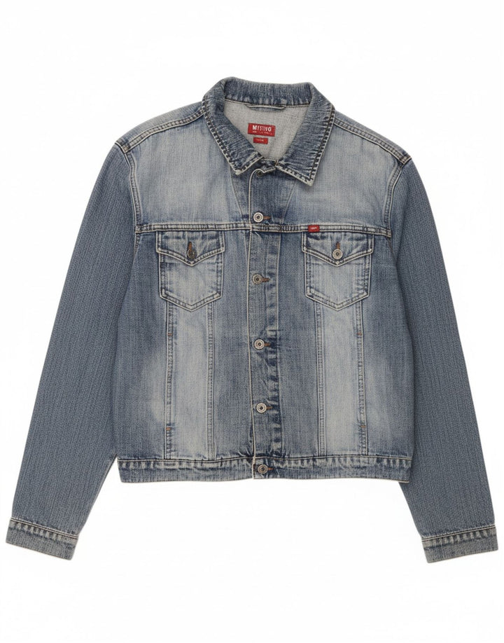 MUSTANG Mens Denim Jacket UK 42 XL Blue Cotton