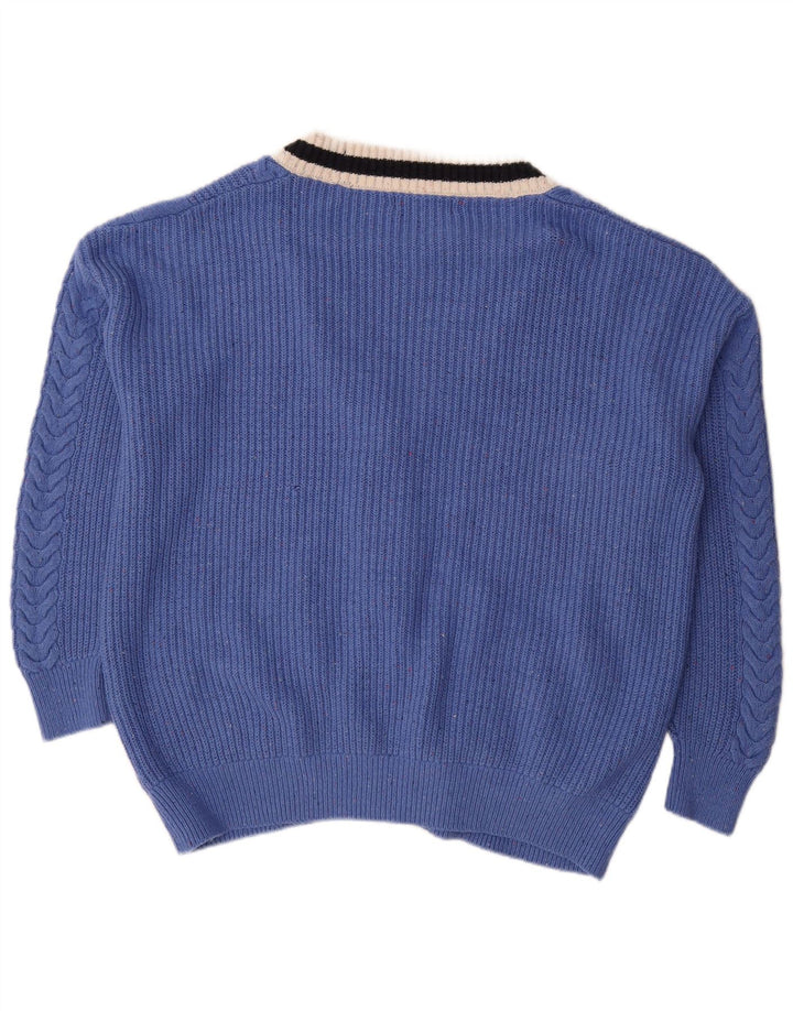 Marks & Spencer Damen-Strickjacke in Übergröße, Gr. 16, Größe L, Blau, Baumwolle