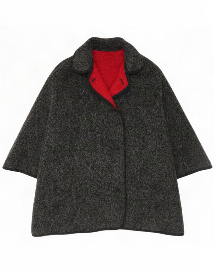 Vintage Damen Wende-Cape-Mantel, Einheitsgröße, Grau