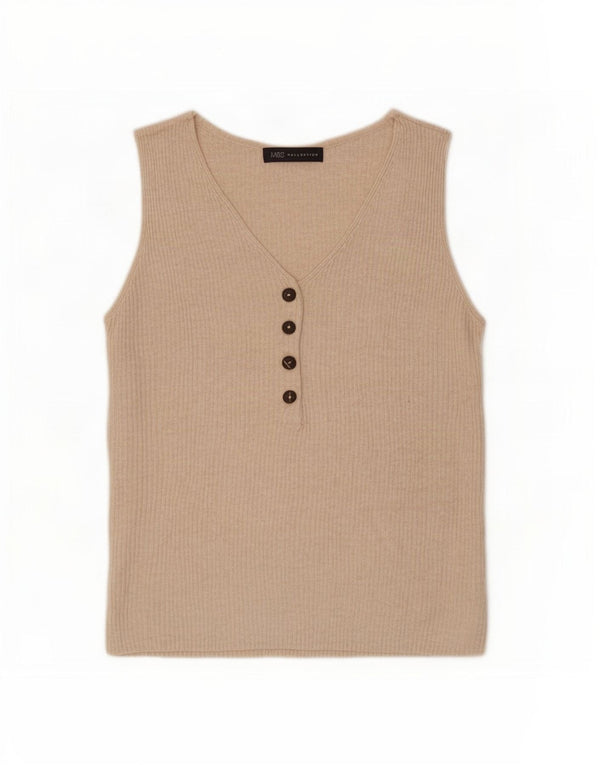 Marks & Spencer Damen Weste Top UK 14 Large Beige Viskose