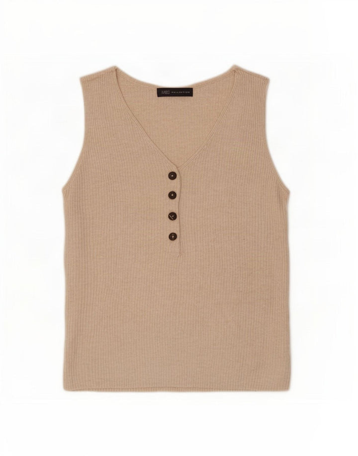 Marks & Spencer Damen Weste Top UK 14 Large Beige Viskose