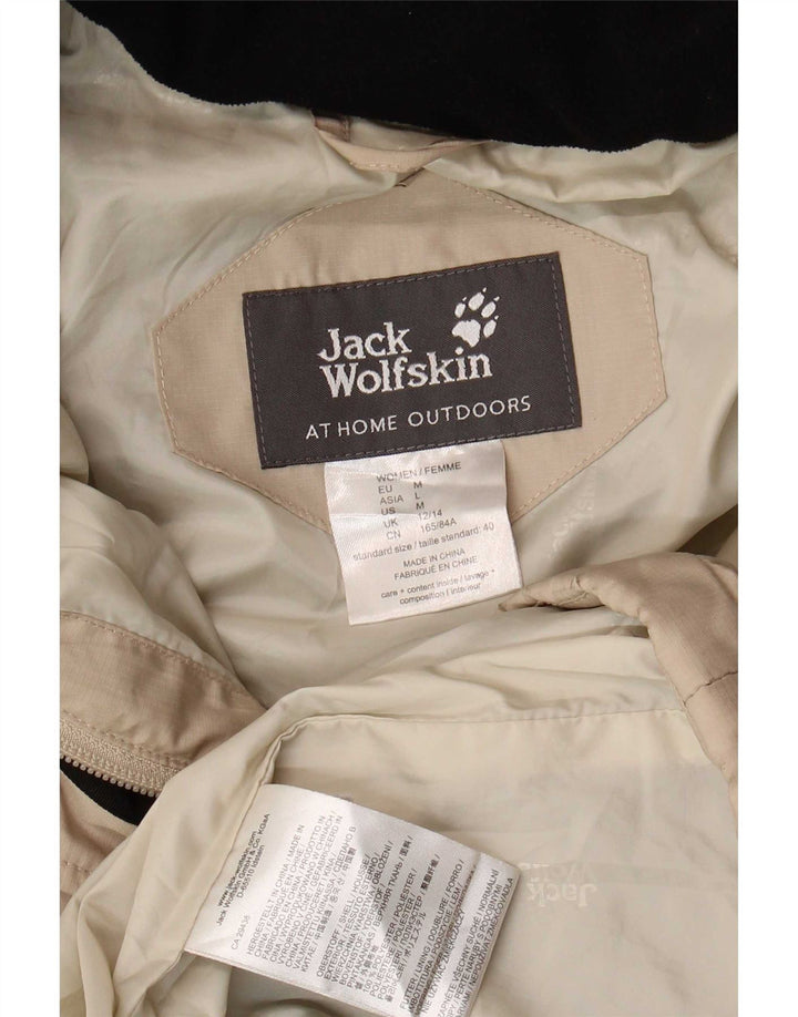 Jack Wolfskin Wattierter Damenmantel mit Kapuze, UK 12/14, mittelbeigefarbenes Polyester
