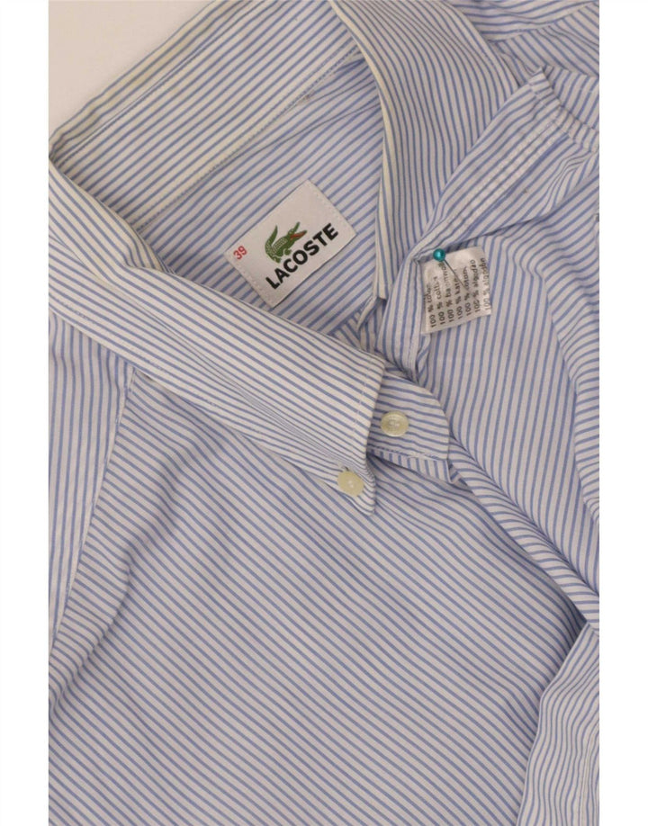 Lacoste Herrenhemd Größe 39 Mittelblaue Nadelstreifen-Baumwolle