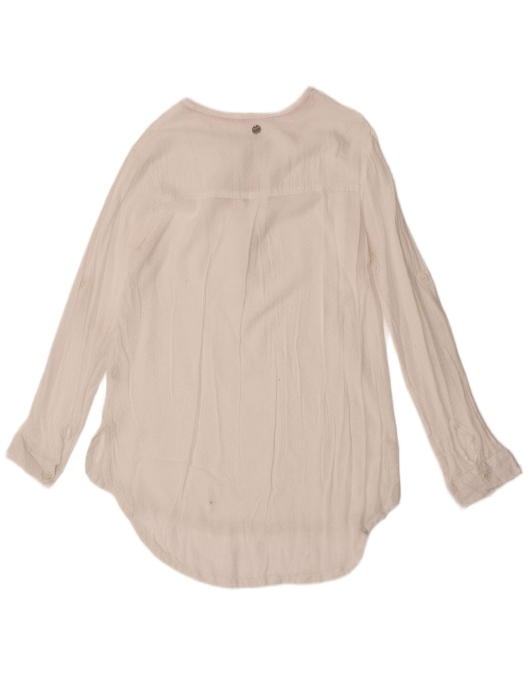 Rip Curl Damen Durchsichtige Langarm-Hemdbluse UK 14 Large Weiß