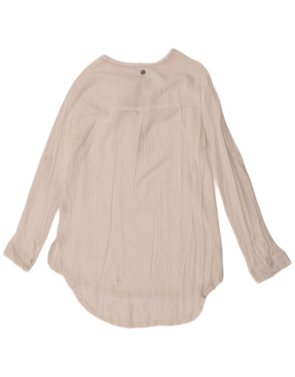 Rip Curl Damen Durchsichtige Langarm-Hemdbluse UK 14 Large Weiß