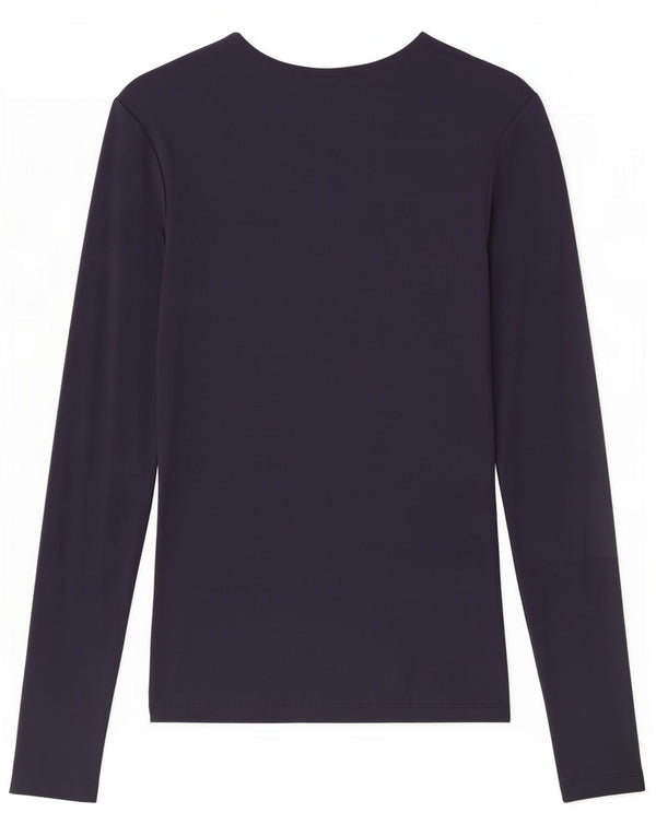 Zara Damen Top Langarm UK 8 Small Marineblau Polyamid