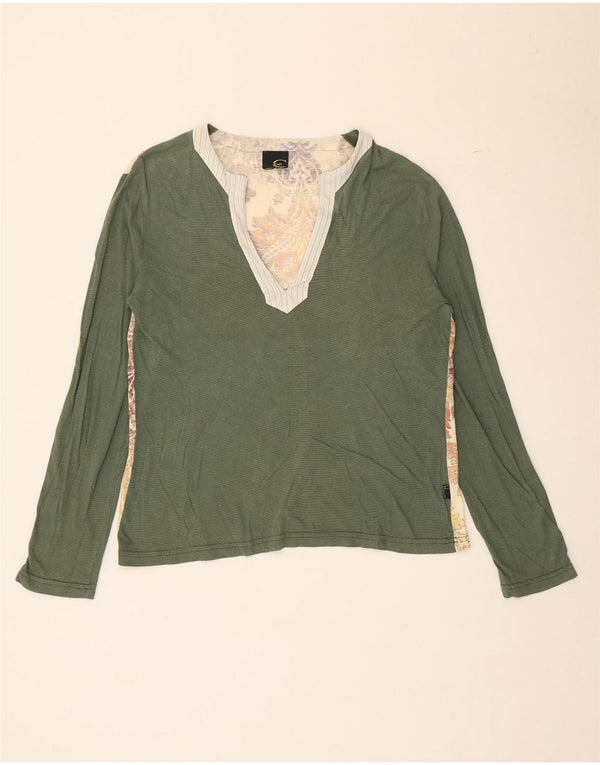 Just Cavalli Damen Top Langarm UK 12 Mittelgrün geblümt