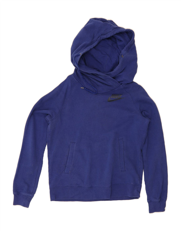NIKE Womens Hoodie Jumper UK 14 Medium Blue Cotton Vintage Nike and Second-Hand Nike from Messina Hembry 