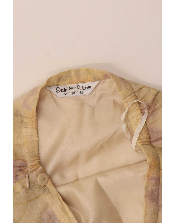 Vintage Damen A-Linie Rock Medium W24 Gelb geblümt