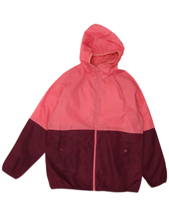 Marks & Spencer Damen-Regenjacke mit Kapuze, UK 14, mittelrosa, Farbblock