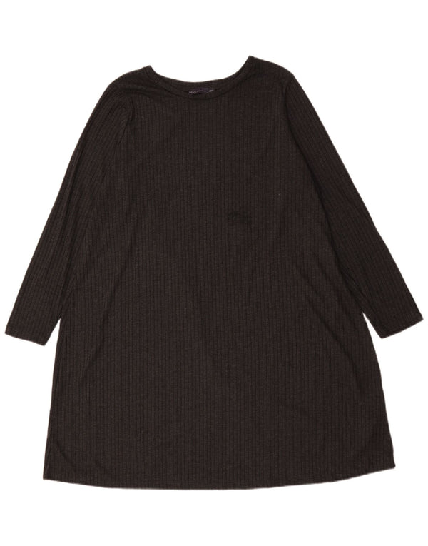 Marks & Spencer Damen Langarm-T-Shirt-Kleid UK 18 XL Schwarz Polyester