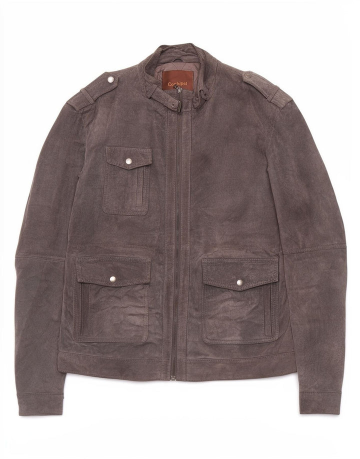 Conbipel Herren Militärlederjacke IT 52 Großes graues Leder