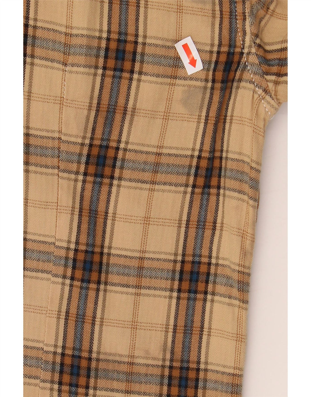 Guess Herren-Flanellhemd, klein, beige, kariert, Baumwolle
