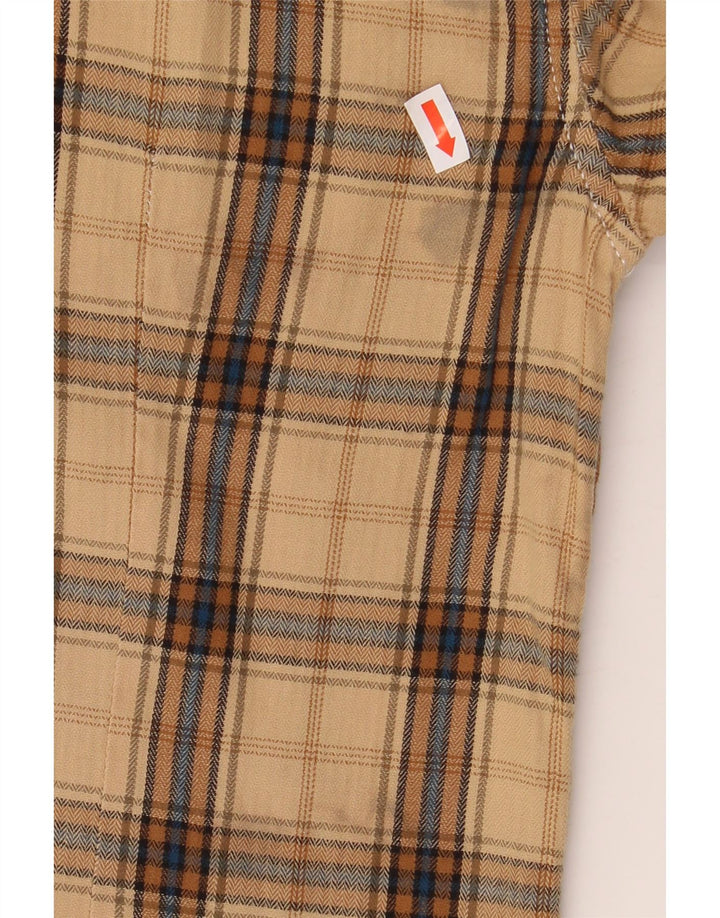 Guess Herren-Flanellhemd, klein, beige, kariert, Baumwolle