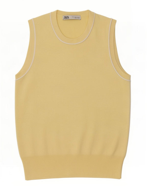 Zara Damen Weste Tank Top UK 10 Small Gelb
