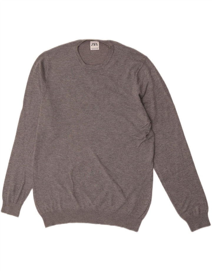 Zara Herren-Pullover mit Rundhalsausschnitt, mittelgrau