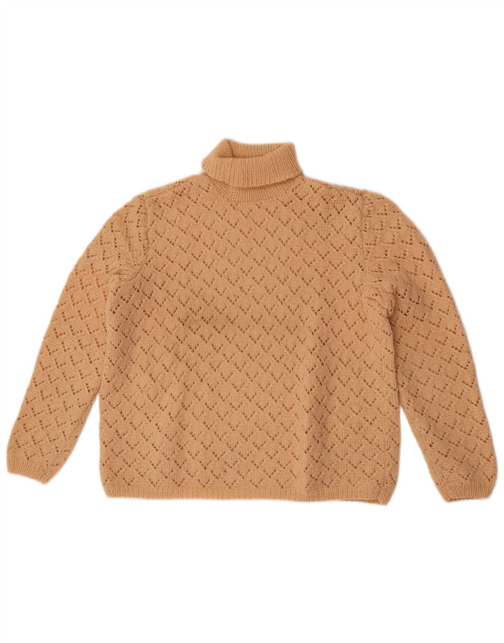 Vintage Damen Rollkragenpullover Pullover UK 14 Medium Beige