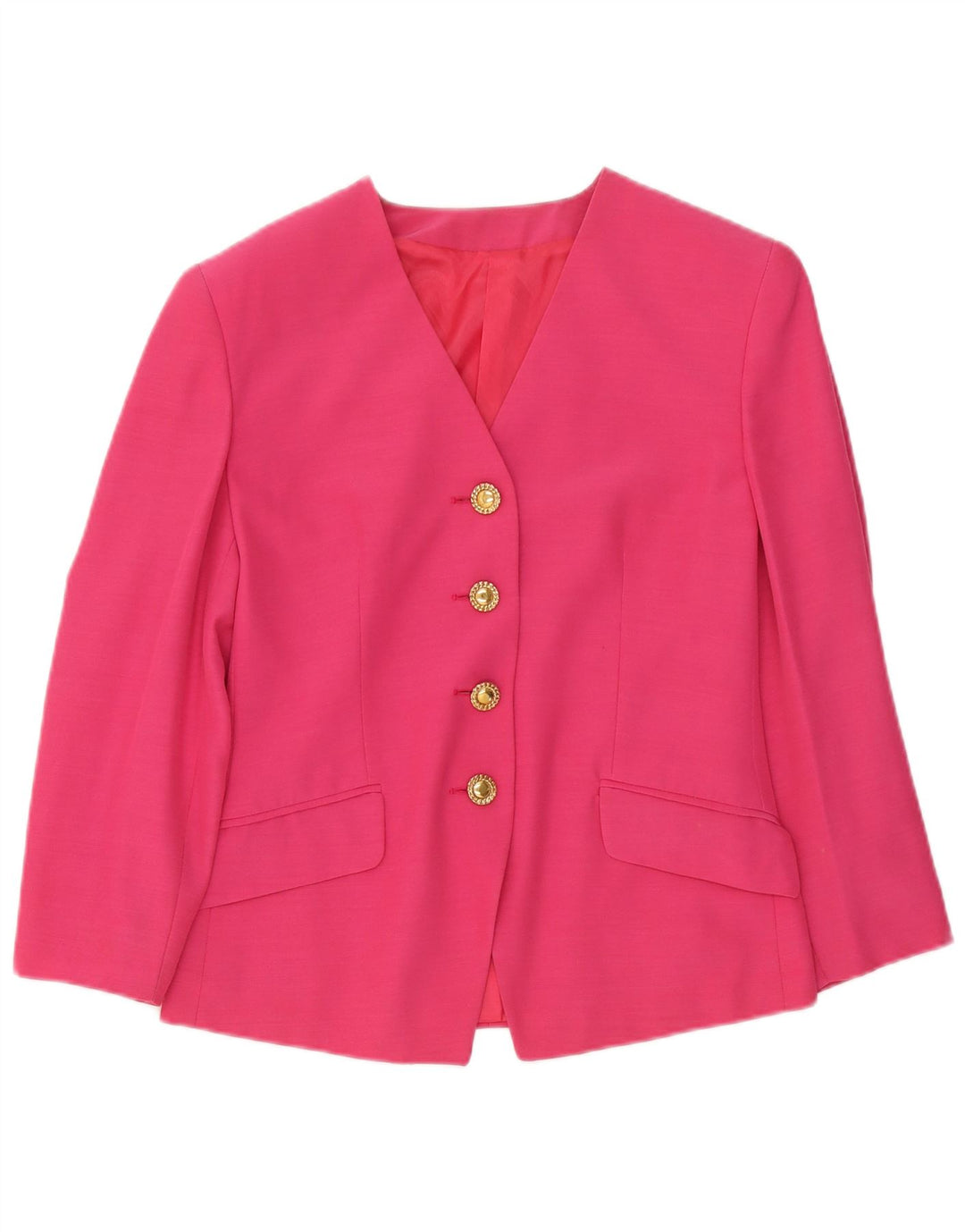 Vintage Damen 4-Knopf-Blazerjacke IT 42 Mittelrosa Acetat