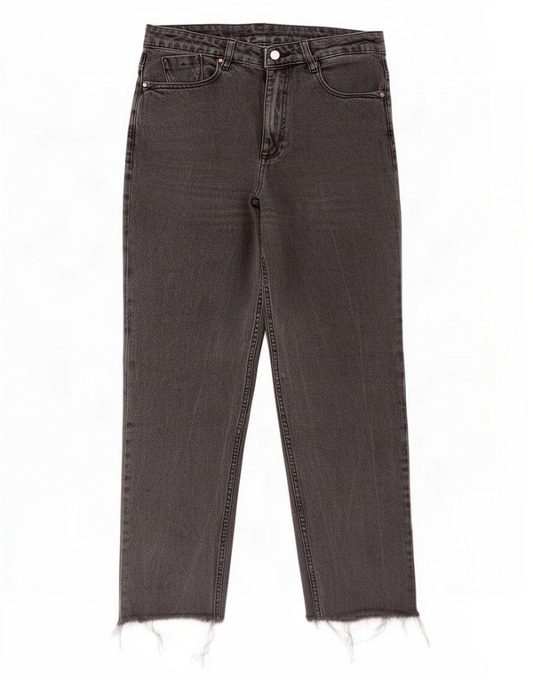 Zara Damen Crop High Waist Jeans EU 38 Small W28 L25 Grau