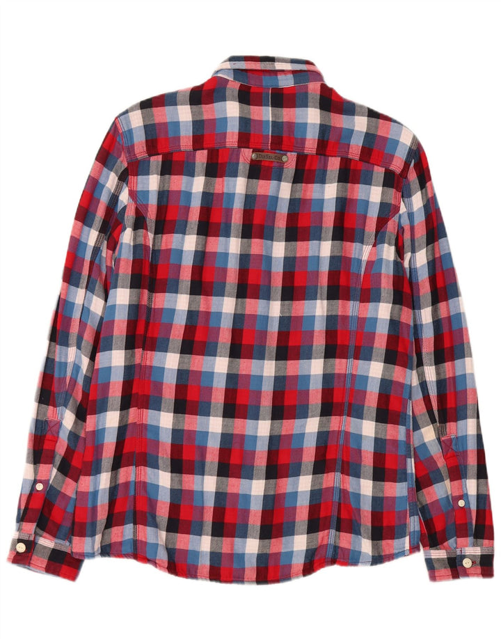 Diesel Herren-Flanellhemd, mittelrot, kariert, Baumwolle