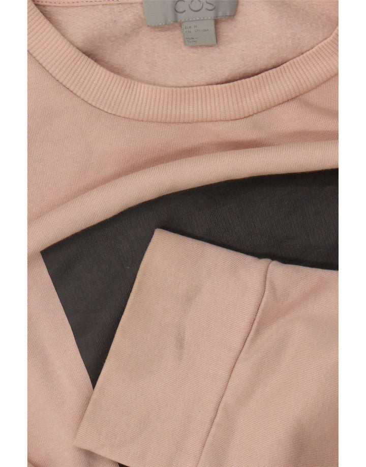 Cos Damen-Sweatshirt-Pullover UK 14 Mittelrosa Colourblock-Baumwolle