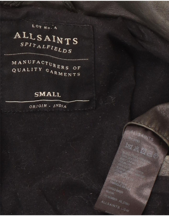 All Saints Herren Biker-Lederjacke UK 36 Small Grau