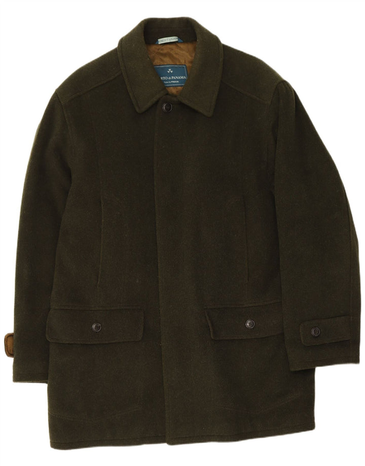 Porto Di Panama Herren-Mantel von Preca, IT 48, mittlere Khaki-Wolle