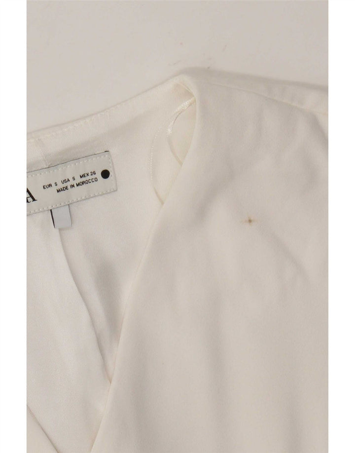 Zara Damen Weste UK 10 Small Weiß Polyester