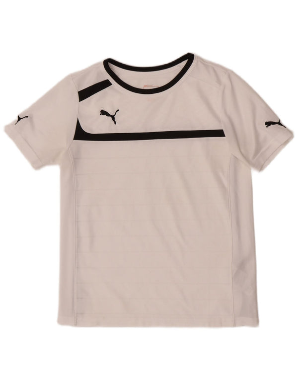 Puma Jungen T-Shirt mit normaler Grafik, 11–12 Jahre, weißes Farbblockdesign