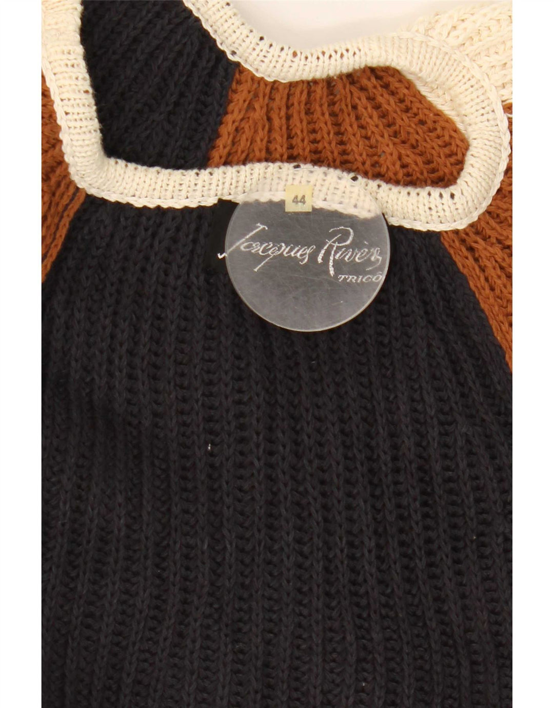 Vintage Damen Pullover mit 1/2-Ärmeln und U-Boot-Ausschnitt, Größe 44, mittelmehrfarbig
