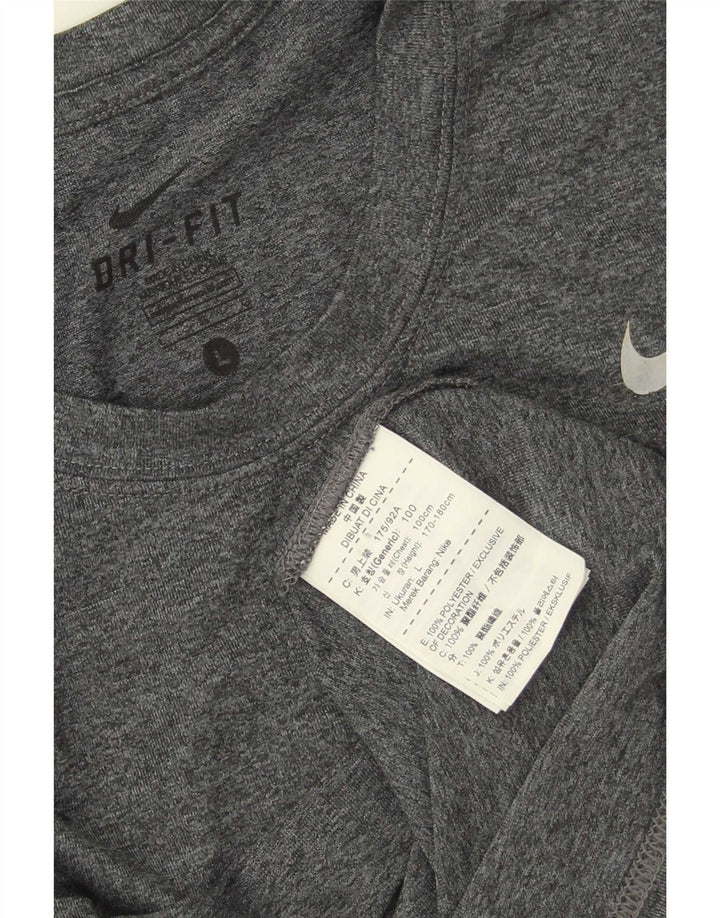 Nike Herren Dri Fit T-Shirt-Oberteil, großes grau meliertes Polyester