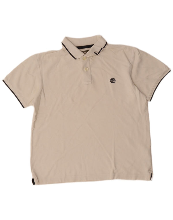 Timberland Mens Regular Fit Polo Shirt Medium White Striped Cotton
