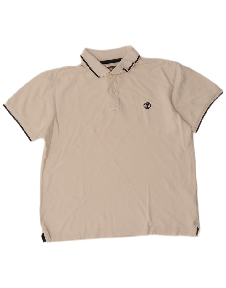 Timberland Herren-Poloshirt mit normaler Passform, mittelweiß gestreifte Baumwolle