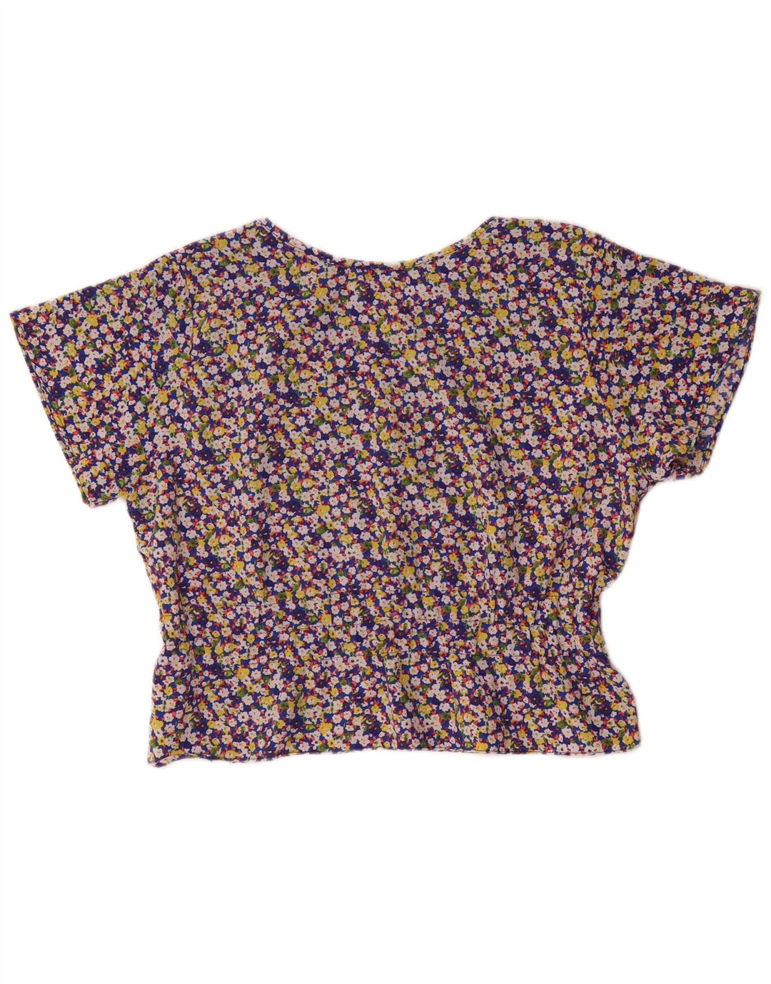 Vintage Damen Bluse Top UK 14 Großes Mehrfarbiges Blumenmuster