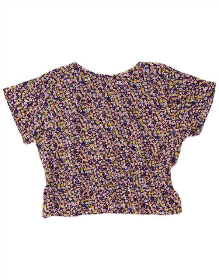 Vintage Damen Bluse Top UK 14 Großes Mehrfarbiges Blumenmuster